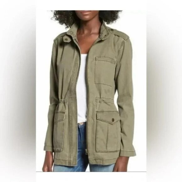 BP Military Style Green Utility Jacket Grunge Olive Canvas Nordstrom Coat - Picture 1 of 6